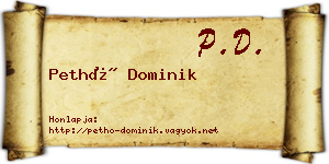Pethő Dominik névjegykártya